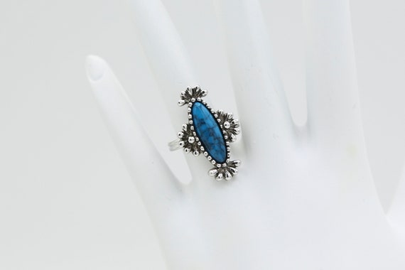 Vintage Sarah Coventry "Blue Cloud" Ring 1977 Turquoise Silver Statement RARE