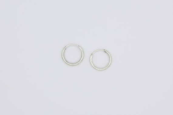 Vintage 925 Sterling Silver Hoop Earrings - Small Silver Hoops - New Old Stock 16mm Chunky Endless Hoops