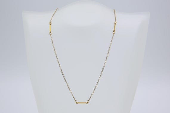 Vintage Delicate Gold Tone Bar Chain Cable Chain Necklace Dainty Layering 15"