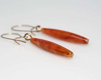 Brown Slender Drop Earrings