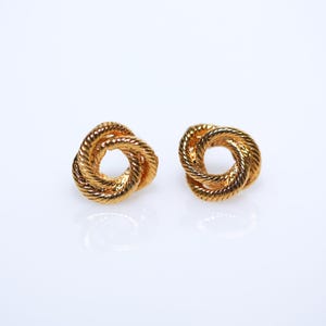 Vintage Gold Tone Love Knot Earrings Shiny Studs NOS Tiny