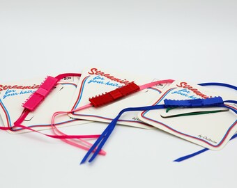 Vintage NOS Streamies For Your Hair: Criterion Ponytail Holders With Ribbon Accessories