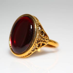 Gold Resin Ring in Red