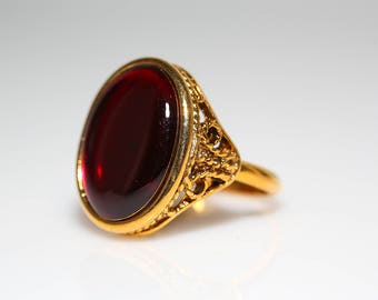 Gold Resin Ring in Red