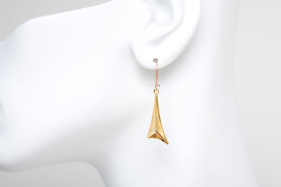 Vintage NOS Mid-Century Modern Gold Tone Burst Earrings Dangle Drop Earrings Lightweight Metal