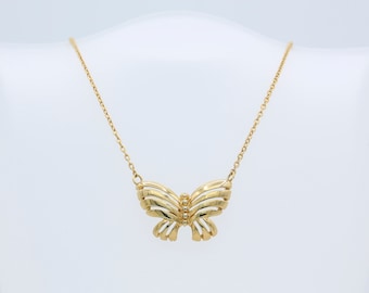 Vintage Sarah Coventry 1978 FANCY FREE Necklace Pendant Drop Gold Tone Butterfly Rare!