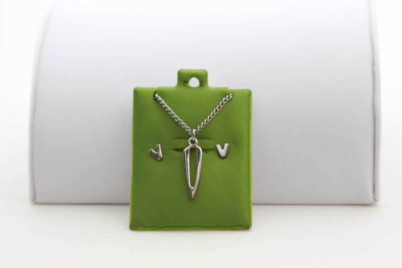 Vintage Silver Carded Initial Set NOS Necklace St… - image 9