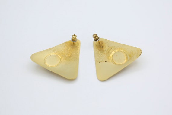 Vintage Mod Triangle Statement Earrings – NOS Red… - image 5