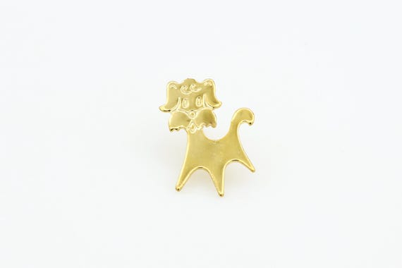Vintage Mod Puppy Pin in Gold Tone Minimal Mid-Century NOS Dog Brooch Tac Pin