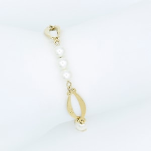 Vintage 1975 Sarah Coventry TEMPO Faux Pearl Beaded Bracelet Gold Tone RARE