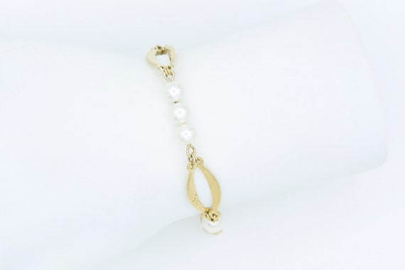 Vintage 1975 Sarah Coventry TEMPO Faux Pearl Beaded Bracelet Gold Tone RARE