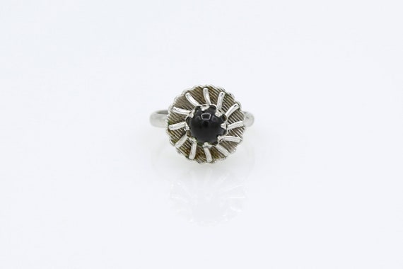 Vintage Sarah Coventry "Black Beauty" Ring 1962 Silver Tone Adjustable Black Stone RARE