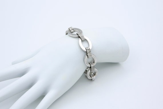 Vintage 1970 Sarah Coventry SIMPLICITY Metal Large Chain Link Bracelet Silver Tone RARE