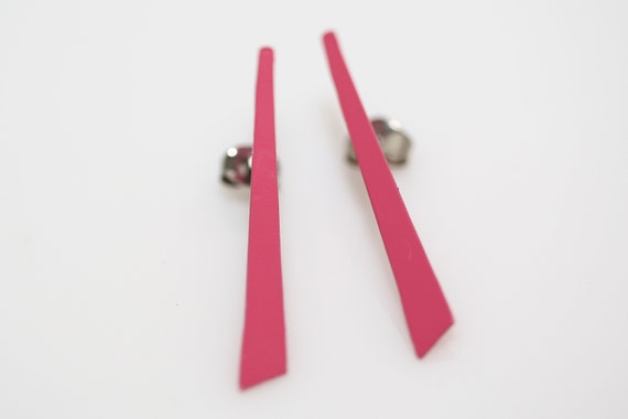 Vintage 1980s Hot Pink Stick Earrings Studs NOS Retro 80s Pierced Earrings