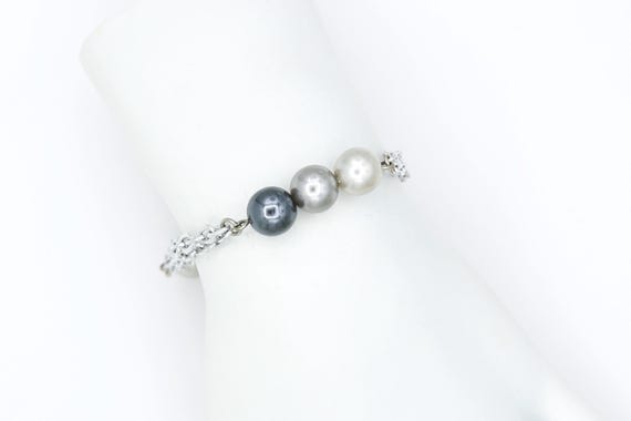 Vintage 1974 Sarah Coventry MOOD MAGIC Bracelet, Grey Pearl Bracelet, Silver Tone, Faux Pearl Bracelet, Rare!