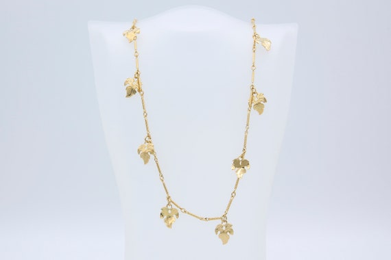 Vintage Sarah Coventry 1978 NEW SEASONS Leaf Charm Chain Necklace Gold Tone Rare!