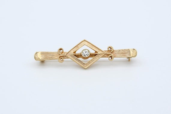 1979 Sarah Coventry VINTAGE Bar Pin Brooch Gold Tone Rhinestone RARE Vintage 70s