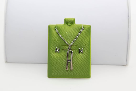 Vintage Silver Carded Initial Set NOS Necklace St… - image 3