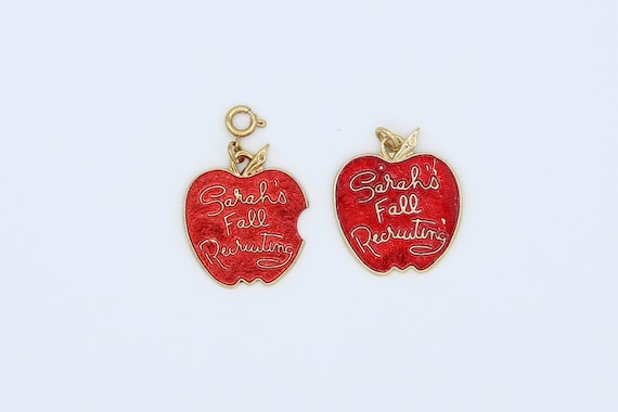 Vintage 1968 Sarah Coventry SARAH'S FALL RECRUITING Red Apple Award Charm Gold Tone Rare