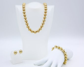 Vintage 1981 Sarah Coventry HEADLINER Necklace Bracelet Earrings Gold Tone Set RARE