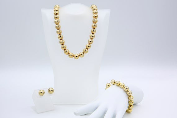 Vintage 1981 Sarah Coventry HEADLINER Necklace Bracelet Earrings Gold Tone Set RARE