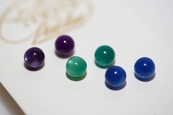 Vintage Park Lane Stud Earrings Set in Dark Jewel Tone Purple Blue Green NOS Carded