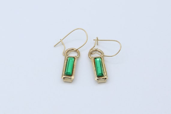Green and Gold Drop Earrings – Vintage NOS