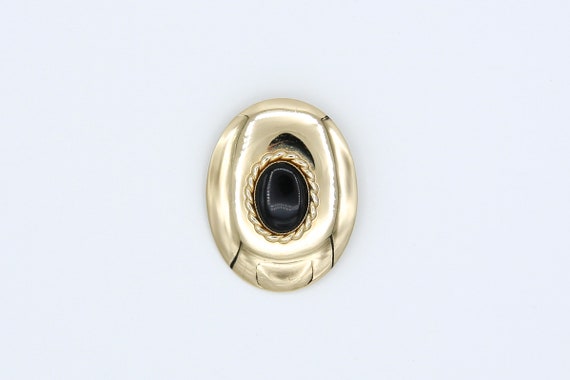 1981 Sarah Coventry ROMA Pin Brooch Gold Tone Black RARE Vintage 80s