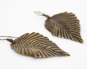 Large Leaf Earrings - Gold or Silver