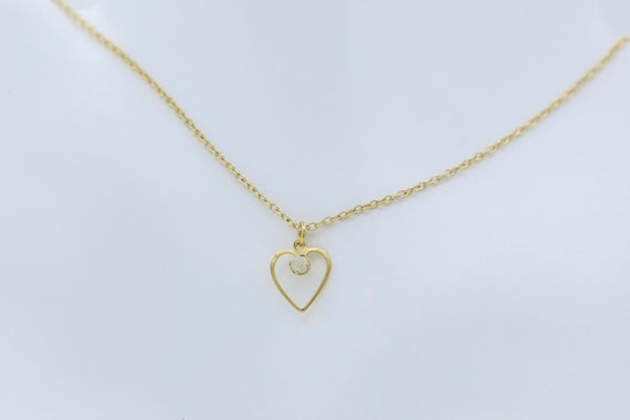 Faux Pearl Heart Necklace – Vintage NOS - image 2