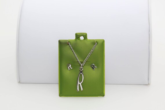 Vintage Silver Carded Initial Set NOS Necklace St… - image 8