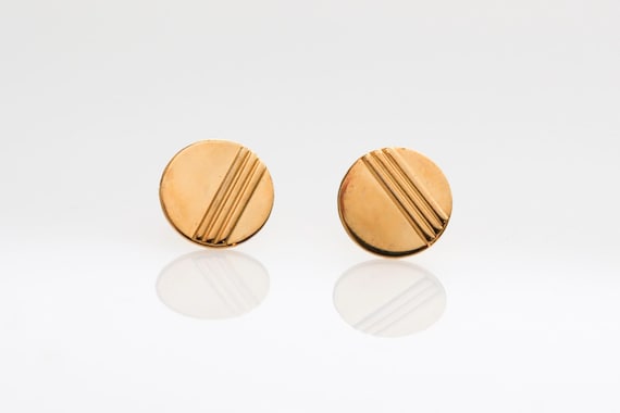 Vintage Tri-circle Gold Tone Earrings Studs