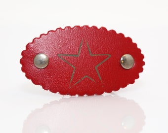 Vintage Leather Rock Star Barrette in Red - NOS