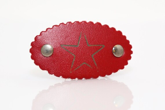 Vintage Leather Rock Star Barrette in Red - NOS