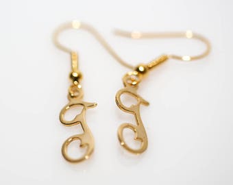 Gold Initial Earrings - E, H, L, T