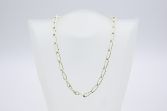 Vintage White Enameled Twisted Paperclip Chain Necklace Layering Chain NOS 15"