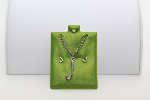 Vintage Silver Carded Initial Set NOS Necklace St… - image 4