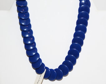 Blue Lucite Disk Necklace - Vintage