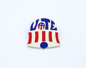 Vintage Political Vote Bell Barrette: Red White Blue Hair Accessory