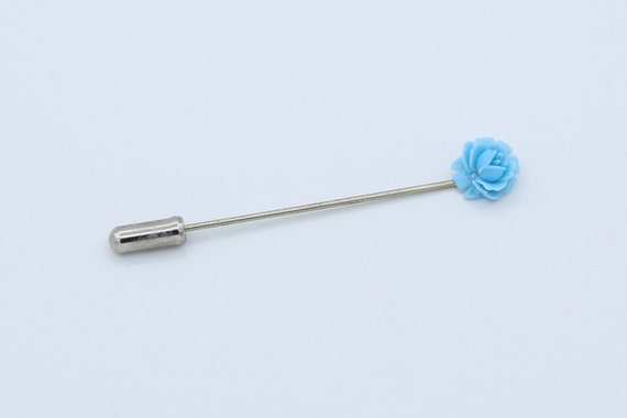 Blue Flower Stick Pin - Vintage NOS Hat Pin Lapel Pin Brooch Blue Rose Wedding