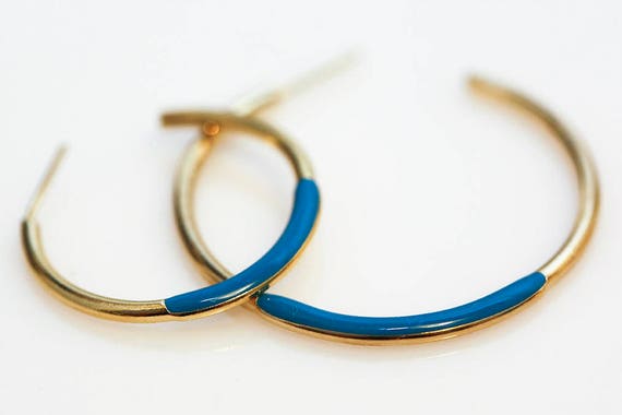 Vintage Multi Colored Gold Hoops NOS Orange Green… - image 2