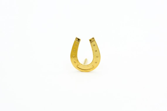 Vintage Mod Horseshoe Pin in Gold Tone Minimal Mid-Century NOS Equestrian Brooch Tac Pin