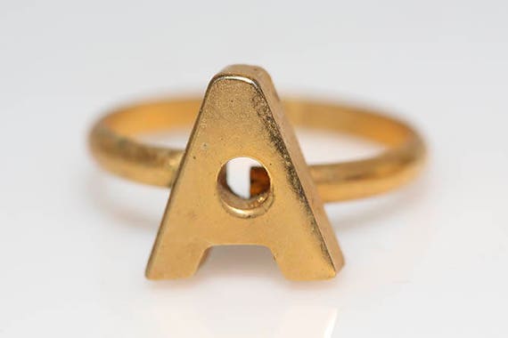 Vintage Mid-Century Initial Rings Gold Tone Lette… - image 2