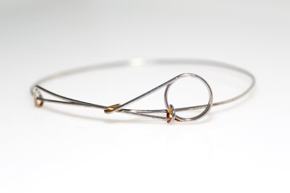 Vintage Silver Tone Modernist Wire Wrap Bracelet NOS