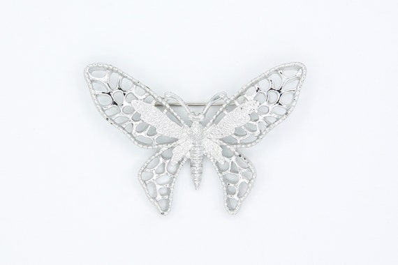 1971 Sarah Coventry "Madame Butterfly" Pin Brooch Silver Tone RARE Vintage 70s