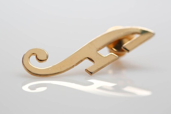 Vintage Manon Initial Pin Gold Tone Letter Initial F Alphabet Brooch NOS