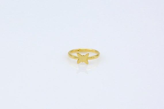Vintage Gold Butterfly Ring - NOS Tiny Gold Plated Adjustable Ring