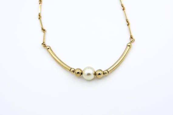 Vintage Sarah Coventry 1978 SAMANTHA Necklace Gold Tone Chain Faux Pearl Bead Pendant Rare Gift