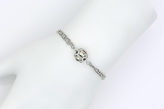 Vintage 1969 Sarah Coventry CHAIN-O-LITES Bracelet, Silver Tone Rhinestone Bracelet, Rhinestone Beads, Rare!