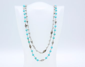 Vintage 1968 Sarah Coventry MULTI-FASHION Turquoise Silver Tone Beaded Necklaces Multi-Strand Rare!